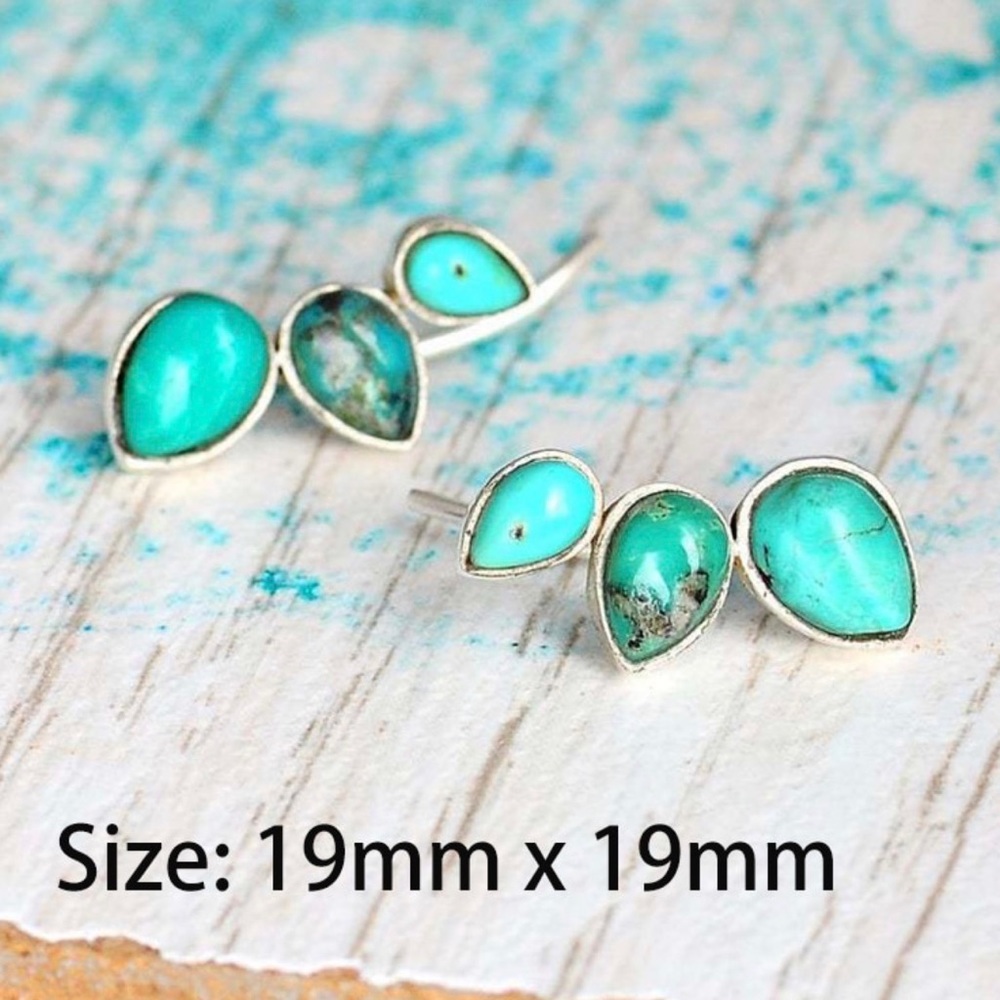 Any 2/$20! Silver Turquoise Gem Crawler Earrings - Picture 6 of 9